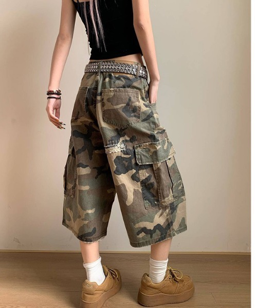 パンツ ユニセク カモフラ七分丈パンツ レディース : ZOZOTOWN Yahoo