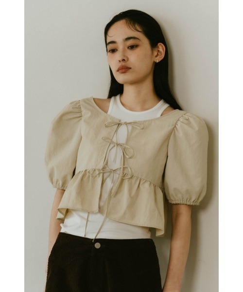 Knuth Marf（クヌースマーフ） ブラウス シャツ 2way puff sleeve logo