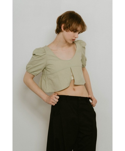 Knuth Marf（クヌースマーフ） ブラウス シャツ 2way puff sleeve logo