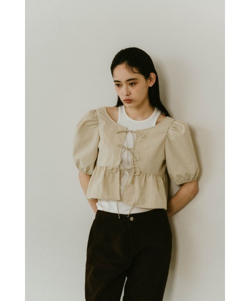 Knuth Marf（クヌースマーフ） ブラウス シャツ 2way puff sleeve logo