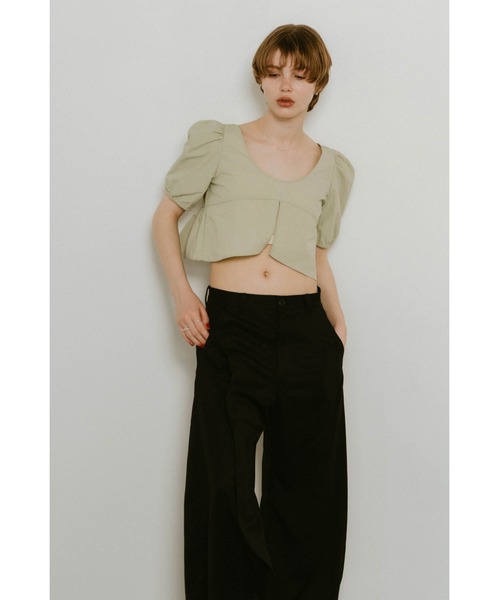 Knuth Marf（クヌースマーフ） ブラウス シャツ 2way puff sleeve logo