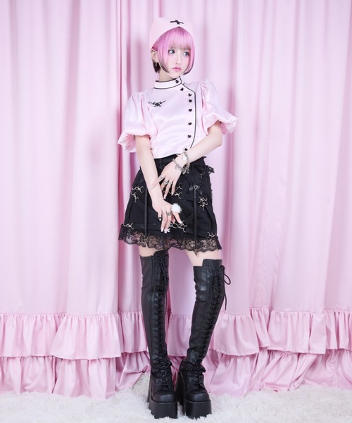 AVENCHUMU ブラウス シャツ 半袖 Like a nurse heart blouse