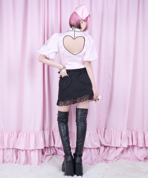 AVENCHUMU ブラウス シャツ 半袖 Like a nurse heart blouse
