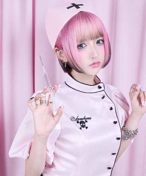AVENCHUMU ブラウス シャツ 半袖 Like a nurse heart blouse