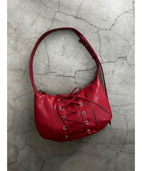 EMODA★ショルダーバッグ(レッド) EMODA（エモダ） ショルダーバッグ バッグ レースアップハーフムーン