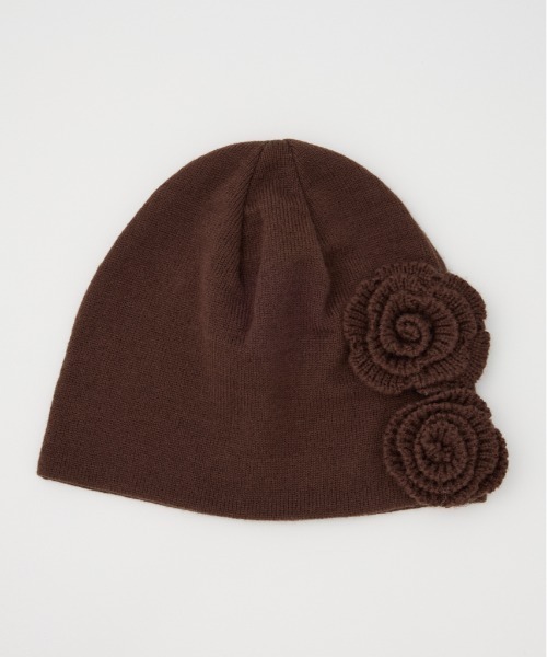 SLY（スライ） ニット帽 ニットキャップ FLOWER MOTIF KNIT BEANIE