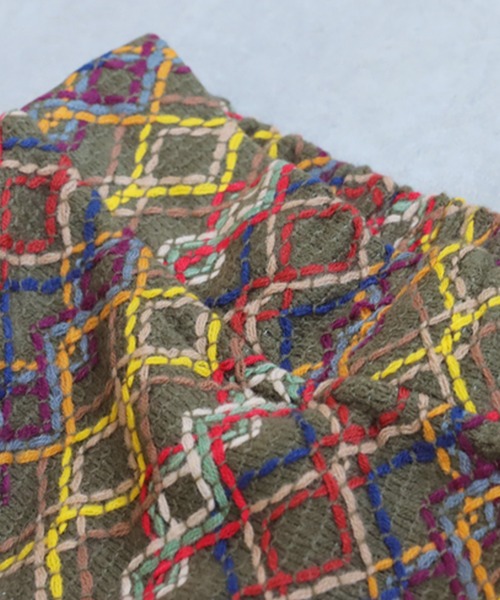 カラフル グラニースクエア スカート sizeL ロング Vintage handmade granny square knit skirt ( ヴィンテージ
