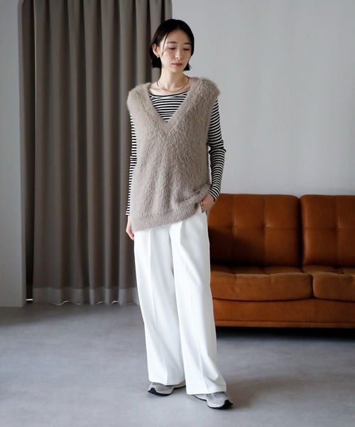 amini ベスト ジレ 「2025 AW」シャギーVネックニットベスト