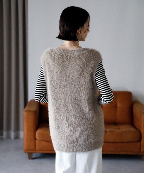amini ベスト ジレ 「2025 AW」シャギーVネックニットベスト