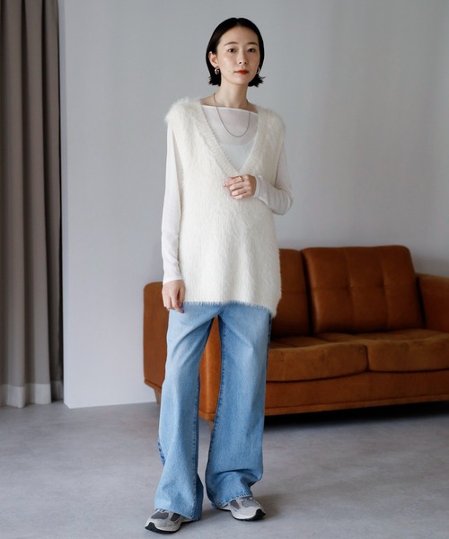 amini ベスト ジレ 「2025 AW」シャギーVネックニットベスト