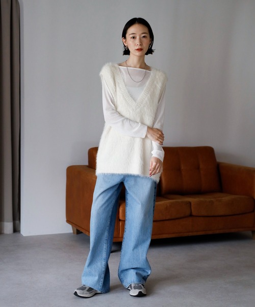 amini ベスト ジレ 「2025 AW」シャギーVネックニットベスト
