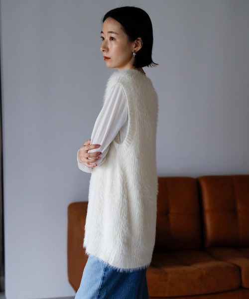 amini ベスト ジレ 「2025 AW」シャギーVネックニットベスト