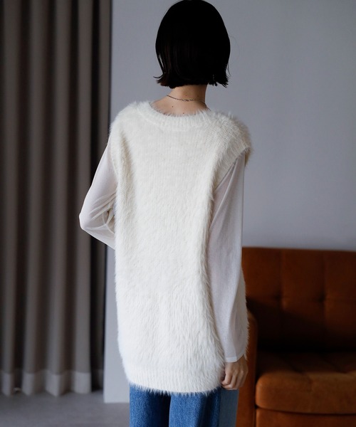 amini ベスト ジレ 「2025 AW」シャギーVネックニットベスト