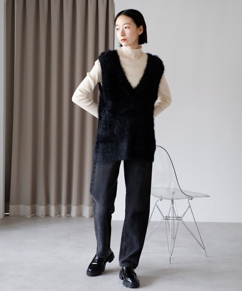 amini ベスト ジレ 「2025 AW」シャギーVネックニットベスト