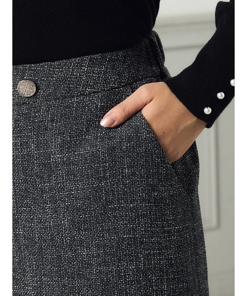 【新品タグ付】louren ツイードナロースカート チャコール　Mサイズ louren tweed narrow skirt ツイードナロースカート charcoal | planet3rd