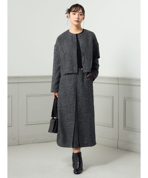 【新品タグ付】louren ツイードナロースカート チャコール　Mサイズ 新品タグ付】louren ツイードナロースカート チャコール Mサイズ Re