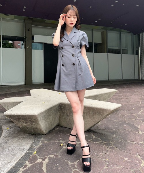 「LIPSERVICE」 半袖ワンピース S ライトベージュ レディース_画像3