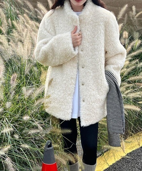 コート アウター ハイネックふわふわボアコート レディース : ZOZOTOWN