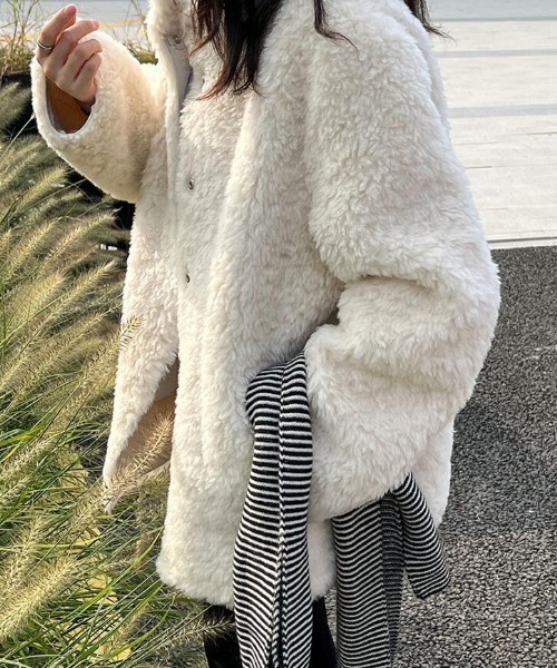 コート アウター ハイネックふわふわボアコート レディース : ZOZOTOWN