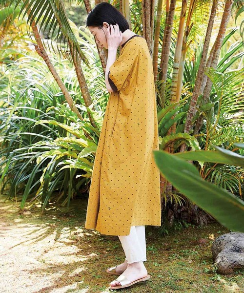 「Sunny clouds」 半袖ワンピース LARGE イエロー レディース_画像5