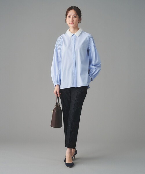 スラックス パンツ GISHA 2トーン ジャガード パンツ レディースの画像
