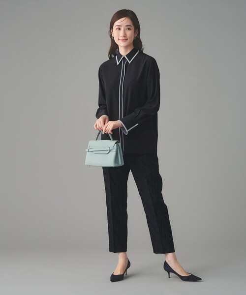スラックス パンツ GISHA 2トーン ジャガード パンツ レディースの画像