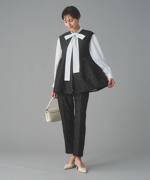 スラックス パンツ GISHA 2トーン ジャガード パンツ レディースの画像