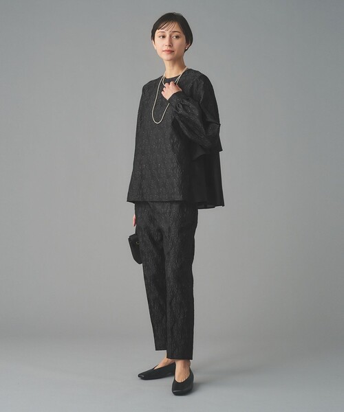 スラックス パンツ GISHA 2トーン ジャガード パンツ レディースの画像
