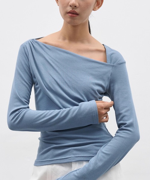 EIGHTHMONTH tシャツ アシンメトリードレープトップスEM25a141