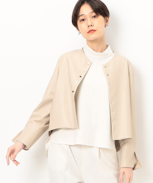 K．T キヨコ タカセ（K．T KIYOKO TAKASE）/〔 TALLサイズ 〕 フェイクレザー メタル釦 ショートジャケット K.T KIYOKO TAKASE（K.T キヨコ タカセ） コート アウター 「 TALL