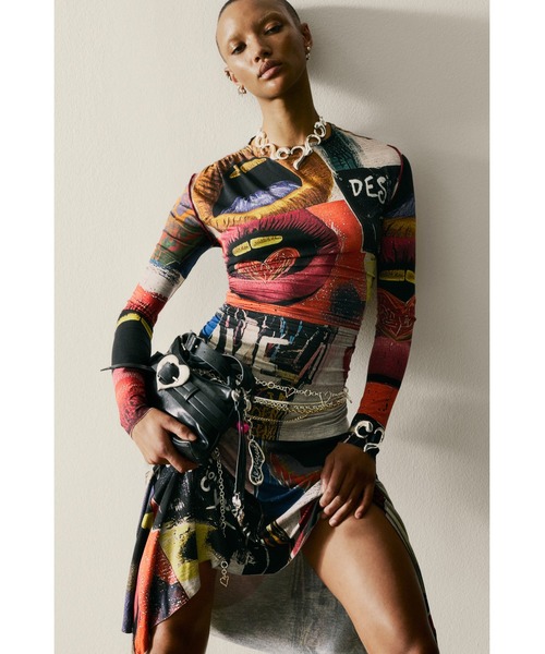 Desigual（デシグアル） ワンピース アートコラージュ ニット