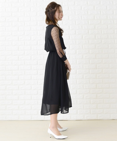 「Lace Ladies」 7分袖ワンピース M グレー レディース_画像3