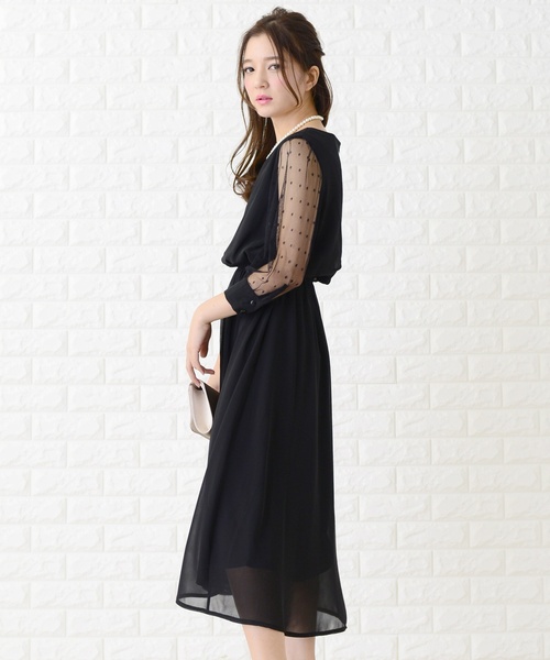 「Lace Ladies」 7分袖ワンピース M グレー レディース_画像5