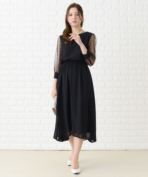 「Lace Ladies」 7分袖ワンピース M グレー レディース_画像6