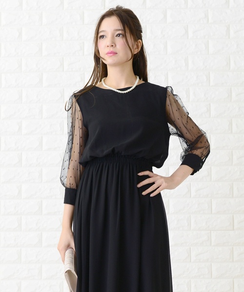 「Lace Ladies」 7分袖ワンピース M グレー レディース_画像7