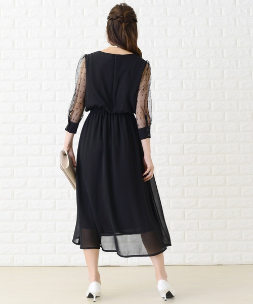 「Lace Ladies」 7分袖ワンピース M グレー レディース_画像8