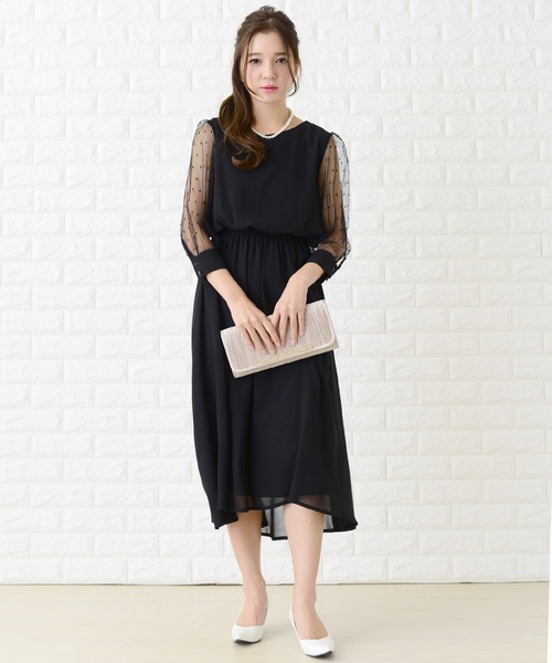 「Lace Ladies」 7分袖ワンピース M グレー レディース_画像9