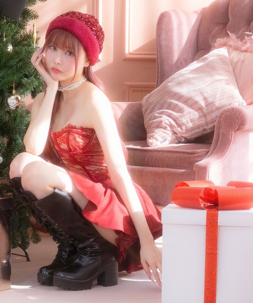 Tika（ティカ） コスプレ サンタコスプレ レースコルセット フリル