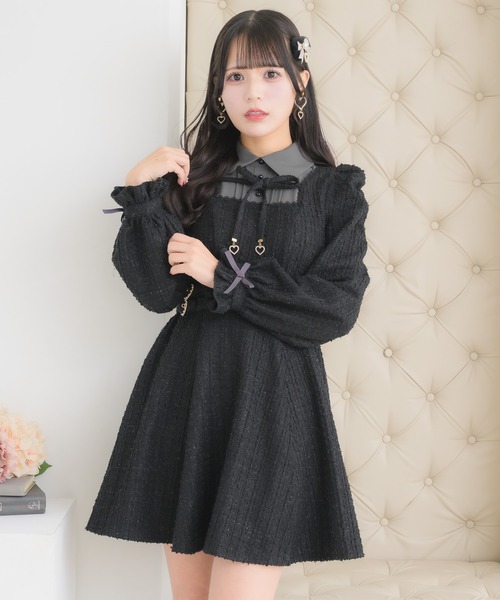 新品タグ付き　トッカ　ワンピース　ツイード　ラメ　ボレロ付き　ブラック　2 ROJITA（ロジータ） ワンピース レイヤードラメツイードワンピース