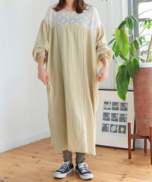 「Crisp」 長袖ワンピース FREE レッド レディース_画像2