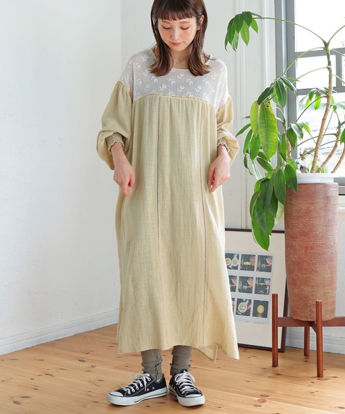 「Crisp」 長袖ワンピース FREE レッド レディース_画像4