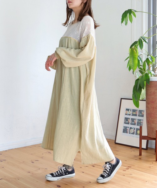 「Crisp」 長袖ワンピース FREE レッド レディース_画像5