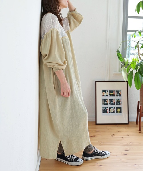 「Crisp」 長袖ワンピース FREE レッド レディース_画像7