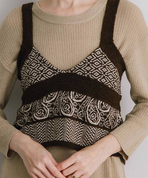 「PUBLIC TOKYO」 コンビワンピース FREE ベージュ レディース_画像2