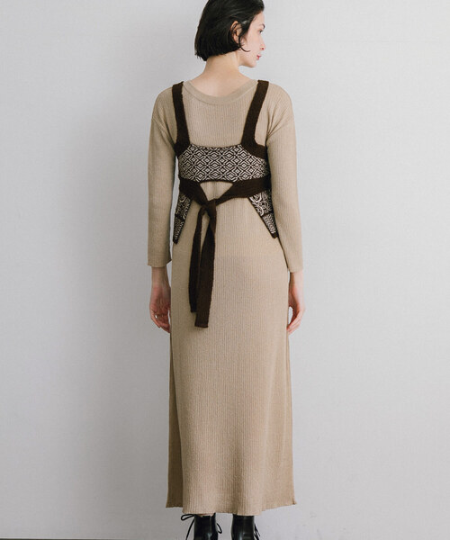 「PUBLIC TOKYO」 コンビワンピース FREE ベージュ レディース_画像6