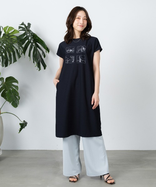 ワイドパンツ パンツ UV速乾ストレートワイドパンツ レディースの画像