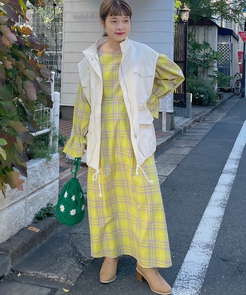 「w closet」 長袖ワンピース FREE ブルー レディース