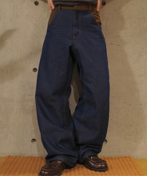 Zooodle ワイドパンツ ジーンズ Switching wide denim pants - 切替