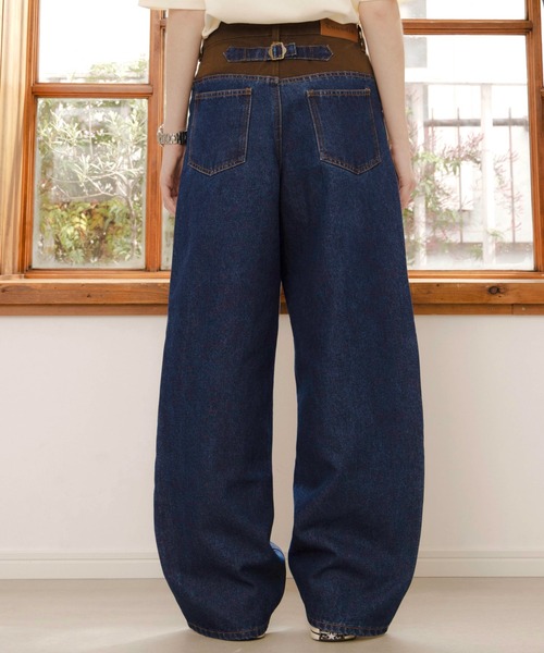 Zooodle ワイドパンツ ジーンズ Switching wide denim pants - 切替