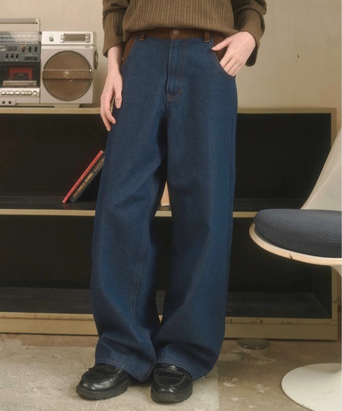 Zooodle ワイドパンツ ジーンズ Switching wide denim pants - 切替